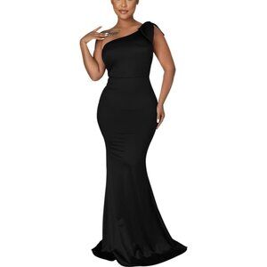 Women's Sleeveless One Shoulder Bodycon Dress Formal Cocktail Wedding